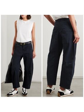 Nili Lotan Emerson Navy Cotton Blend Twill Tapered Pants Size 6​